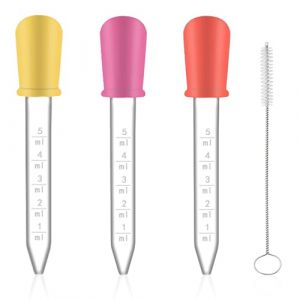 3 Pièces Pipette Dropper, Liquide Droppers, Pipette Plastique 5ml, Liquide Pipettes, Pipette Graduée und 1 Brosse Propre 3 cuentagotas líquidas, cuentagotas transparentes, pipetas de silicona, 5 ml, (ZELHYEUU, neuf)