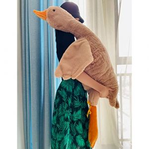 Tanha Peluche d'oie géante de 130 cm – Adorable énorme Animal en Peluche d'oie et de Canard (Marron, 130 cm) (Tanha-LLC, neuf)