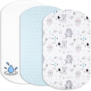 Lovely Hippo Draps Housses Cododo + 1 Alèse Protège Matelas Compatible Iora Cododo - Drap Housse Cododo 100% Coton - Alèse 100% Imperméable (Animaux Bleus, 60 x 80 cm) (VRC Products France, neuf)