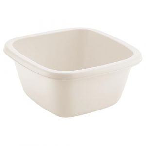Bassine Carr&eacute;e en Plastique sans BPA &ndash; Cuvette R&eacute;sistante et L&eacute;g&egrave;re &ndash; Design Moderne et Polyvalent &ndash; Usage Cuisine, Entretien, Lavage, Jardin (Cr&egrave;me, 13L) (BORNOVA, neuf)
