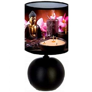 Present Lampe de chevet Bouddha Zen création artisanal Noir (LOUPROTOYS ®, neuf)