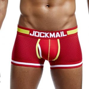 JOCKMAIL sous-v&ecirc;tements Sexy en Maille pour Hommes avec d&eacute;coupe en U, Pantalon Sexy Cale&ccedil;on (XXL, Rouge) (RICHARM DIRECT, neuf)