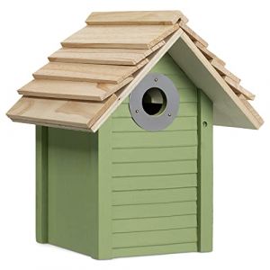 Navaris Nichoir &agrave; Oiseaux en Bois - Maison Cabane 25 x 20 x 17,9 cm pour Oiseau M&eacute;sange &agrave; Suspendre en Ext&eacute;rieur - D&eacute;coration Jardin (SX-Commerce, neuf)