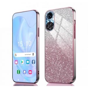 GOKEN Coque pour Honor 50 / Huawei Nova 9 - Housse Antichoc en Silicone Souple, &Eacute;tui avec Bords &Eacute;lectroplatin&eacute;s et Carte &agrave; Paillettes Int&eacute;gr&eacute;e, Cover Case, Rose D&eacute;grad&eacute; (ALIDOU, neuf)