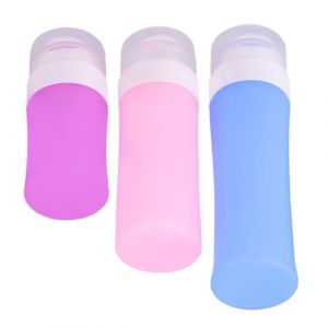 ERINGOGO Set de Flacons de Voyage Silicone Souple sans Fuite Kit Rechargeables pour Cosm&eacute;tiques Lotion Huiles avec Sac PVC pour Femme Contenant Avion Compatible (Jehmal, neuf)