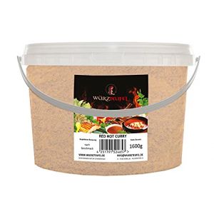 Curry M&eacute;lange d'&eacute;pices Rouge Hot Curry M&eacute;lange d'&eacute;pices Masala Qualit&eacute; sup&eacute;rieure Seau en poly&eacute;thyl&egrave;ne 1600 g (1,6 kg) (W&uuml;rzteufel GmbH Gew&uuml;rzmanufaktur Schwarzwald, neuf)