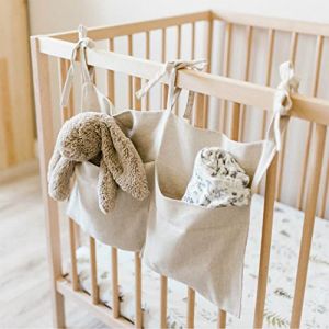 BYNYXI Sac de lit de bébé Organisateur suspendu Sac de lit de bébé Sac de lit Linge de lit de bébé Double poche Lit de bébé Sacs de rangement multifonctions Organisateur de lit de bébé avec 2 poches (CHENQINGKE, neuf)