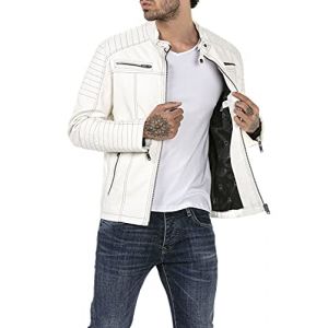 RED BRIDGE pour homme Veste de transition en cuir synth&eacute;tique Blouson Vert Blanc M (ChillDeal, neuf)