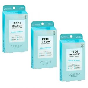 VOESH Pedi in a Box Ocean Refresh Lot de 3 paquets de 3 soins de p&eacute;dicure &agrave; domicile, spa pour les pieds, trempage des pieds, gommage pour les pieds, p&eacute;dicure &agrave; faire soi-m&ecirc;me (db cosmetics, neuf)