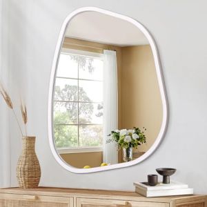 HLFMVWE Miroir asymétrique irrégulier Miroir Mural Ovale Moderne en Bois Forme Unique sur Le Mur Miroir décoratif pour Salon, Chambre à Coucher, Salle de Bain 40 x 30 CM (HLFMVWE, neuf)