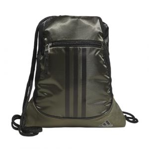 adidas Alliance Sackpack – Drawstring Backpack Small Bag for Men and Women Sac à bandoulière, Olive Strata Vert/Noir/Argent Métallique, Rozmiar uniwersalny Mixte (Bixem, neuf)