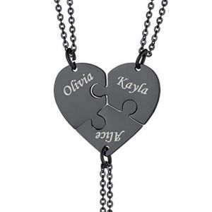 Custom4U Collier pour Meilleure Amie Coeur Séparable Pendentif Charm d'Amitié pour 3 Best Friends avec Prénom Personnalisable Bijoux Personnalisable Fête des Mères Anniversaire (Custom4U Store, neuf)