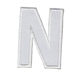 Patch Ecusson Thermocollant Lettre Blanche 3,50 x 5 cm Lettre N (Filou Face, neuf)