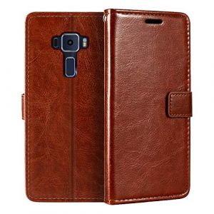 &Eacute;tui Portefeuille en Cuir PU Compatible avec ASUS Zenfone 3 ZE520KL, Housse &agrave; Rabat Magn&eacute;tique avec Emplacements Cartes et Fonction Support (Marron) (Shantime, neuf)
