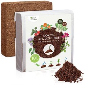 OwnGrown Terreau de Culture en Coco avec nutriments : 10l de terreau de Culture sans Tourbe &ndash; Terre de Coco press&eacute;e pour la Culture des Plantes &ndash; Terreau de Fleurs pour Plantes de Balcon (BeGreat Products, neuf)