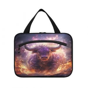 Linnyio Vache Violette En Colère Trousse de Toilette de Voyage Suspendue Maquillage,Grande Capacité Pliable Rangement Sacs de Lavage pour Femmes Filles (Linnyio, neuf)