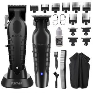 KEMEI Tondeuse à Cheveux Professionnelle pour Coupe de Cheveux, Tondeuse Électrique Rechargeable pour Homme, Kit de Toilettage T-Blade avec 11 Peignes de Guidage pour Toute la Famille (Kemei Professional Clippers, neuf)
