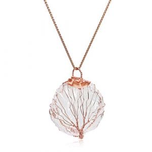 COAI Collier Or Rose Pendentif Cristal de Roche Brut Arbre de Vie Femme (COAI STORE, neuf)