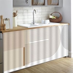 Highdi Rideau Armoire Cuisine Courts, Meuble Rideau Cache Placard Anti Poussi&egrave;re Auto-Adh&eacute;sif sans Per&ccedil;age pour sous Evier, Cuisine Porte de Placard, &Eacute;tag&egrave;res (Beige 5,100 * 70cm) (Highdi, neuf)