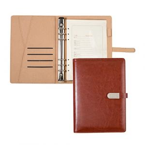 Organiseur de classeur A5 – Agenda d'affaires unisexe – Journal en cuir synthétique – Classeur à 6 anneaux – Bloc-notes rechargeable – Organiseur de voyage pour homme et femme – Marron (Zhimei Shiji Industrial Co., Limited, neuf)