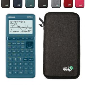 Casio Graph 25+E II avec Housse de Protection WYNGS Incluse Gris Foncé - Calculatrice Graphique - Pack de Base (CALCUSO, neuf)