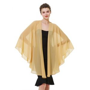 BEAUTELICATE Femme Étole Châle Elégant Foulard Boléro Cape en Mousseline de Soie Pour Robe de Soirée Mariage Mariée Cérémonie(Or, Taille Unique) (BEAUTELICATE-FR, neuf)