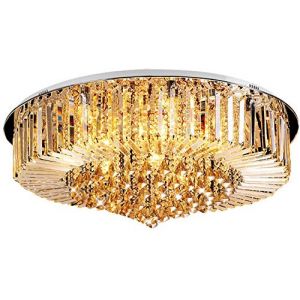 OUKANING Plafonnier LED rond en verre cristal de luxe - Lustre rond en verre de luxe (60 cm) (SENDERPICK, neuf)