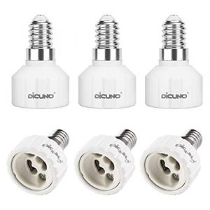 DiCUNO E14 vers GU10 Adaptateur de douille de 6 pi&egrave;ces, convertisseur de socket, Douille base de lampe pour ampoules LED, incandescence ou fluocompactes (DiCUNO EU Direct, neuf)