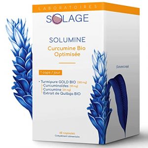 Curcuma BIO Assimilation x342 - Curcumine Brevetée TurmiPure Anti-Inflammatoire Anti-Douleur - 60 Gélules Végétales (2 mois), Fabriqué en France (Laboratoires SOLAGE, neuf)