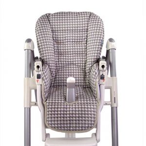 Housse de rechange pour coussin d'assise [Housse pour chaise haute] compatible avec Peg Perego Prima Pappa DINER (carreaux marron) (Bambiniwelt24, neuf)