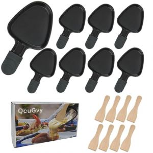 QcuGvy Poelon Raclette 8PCS Poelon Raclette Triangleavec avec Revêtement anti-adhésif avec Poignée Isolée et 8 Pelle, Pour Omelette au Fromage Fondu (Raclette BBQ, neuf)