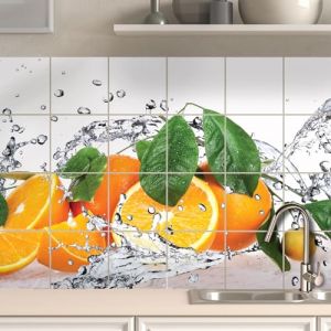 AREDE 24 x Feuilles Mural Stickers Carrelage 2D Imperméables Carreau de Ciment Adhesif, Autocollants Carreaux Dosseret pour Cuisine, Salle de Bain la Décoration à la Maison / 15 x 15 cm / T1048 (AREDE HOME DECOR, neuf)
