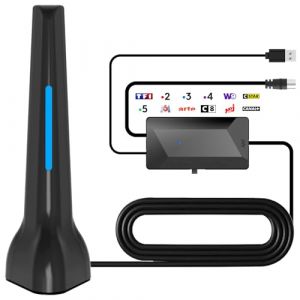 Antenne TV intérieur TNT HD Puissante - Antenne TV Intérieur Puissante TNT HD 2025,avec Base magnétique, Compatible avec Portable 4K 1080P avec amplificateur de Signal (DTB TECH, neuf)