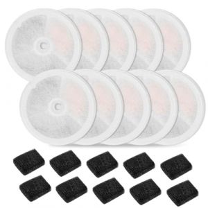 Filtre pour Fontaine à Chat, Filter Unit 3.0 Résine et Charbon actif et Chiens compatible avec Everweet Solo SE/Solo 2/3 Pro/3/2s Fontaine à eau pour Chats (10 pièces filtre + 10 pièces éponge) (ProPetmo, neuf)