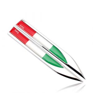 D'autocollants de voiture en métal drapeau Italie emblème,2pcs, Bandes adhésives Tricolore avec Drapeau Italien,Faciles à Installer,Plaques Métalliques pour Ailes de Voiture, pour voiture universelles (TianJinYiChenShangMaoYouXianGongSi, neuf)