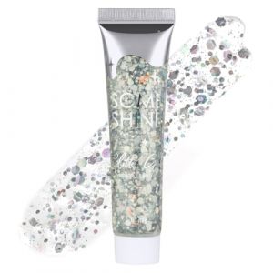 AYBUY Gel Paillettes Visage,Paillette Cheveux Visage,Corps Gel Paillette,Paillette Gel Liquide pour Cosm&eacute;tique Visage L&egrave;vres Ongles Festival F&ecirc;te Maquillage D&eacute;coration F&ecirc;te No&euml;l P&acirc;ques,Argent,18g (withchance, neuf)