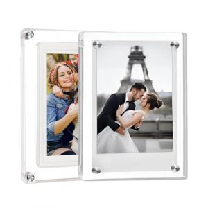 Cadre photo en acrylique, 2 pièces Cadre photo en acrylique transparent, Cadre photo magnétique multi, présentoir de carte postale sans cadre pour afficher les photos des amis de la famille, 13 x18 cm (XU WEIWEI uk shop, neuf)