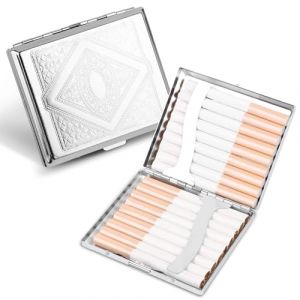 KEWUZY Etui à Cigarettes En Métal Pour 20 Cigarettes, Boîte à Cigarettes En Métal, Cigarette Case Avec Fermeture à Ressort, étui à Cigarettes Pour Pantalons Et Poches De Chemise, Argenté (UNSEIOTTO, neuf)