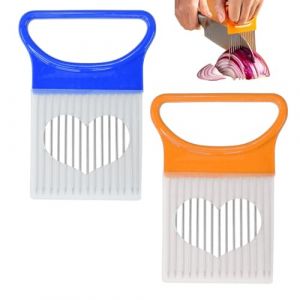 OHREN 2 Pièces Coupe-Oignon, Hachoir à Légumes et Trancheur, Aide à la Découpe pour Tomates, Citrons, Oignons et Légumes, Slicer Multifonction Sécurisé avec Fourchette (whyqiqi, neuf)