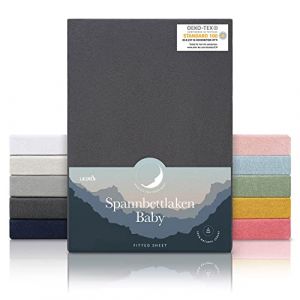 Laleni Lot de 3 Drap Housse 60x120cm lit Bebe - Respirant Et Doux - 100% Coton (135 g/m²) - Certifié Oeko-TEX 100 - Antracite (Everbrent, neuf)