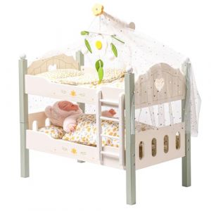 ROBOTIME Lit superposé en bois pour poupée avec échelle et literie, pour berceau de poupée empilable de 45,7 cm, accessoire de poupée parfait, cadeau pour enfants, vert (Global Premier Collections, neuf)