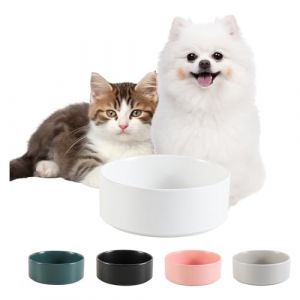 C&eacute;ramique Gamelle Chien Antid&eacute;rapante - Bol Chien Croquette pour Petit - Gamelle pour Chat pour Eau et Croquette - Bol C&eacute;ramique Anti&eacute;claboussure - 13 cm - 140 g / 320 ML - Blanc (PTOBER, neuf)