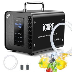 G&eacute;n&eacute;rateur d'Ozone Intelligent, G&eacute;n&eacute;rateur d'Ozone Num&eacute;rique pour Eau et Air, 60000mg/h Purificateur d'Air &agrave; l'Ozone &Eacute;liminateur D'Odeurs avec Minuteur pour Salle de Bain, Cuisine, Animaux Domestiques (HAOKE-EU, neuf)