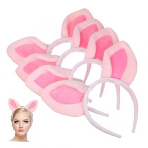 WEKADRIN Serrage-T&ecirc;te Oreilles de Cochon Lot de 4 Rose Peluche Accessoire Cosplay Animal &Eacute;lastique pour Maquillage D&eacute;guisement F&ecirc;te Convient &agrave; Toutes Coiffures (CIUUNIG, neuf)