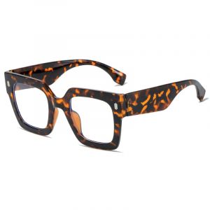 Long Keeper Lunettes Anti LumièRe Bleue CarréE Pour Femme Homme Monture Grand Carré Lunette Gaming Anti Fatigue Oculaire (léopard clair) (LongKeeper, neuf)