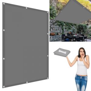Voile Ombrage 2.5 x 2.5 m Imperm&eacute;Able Taux D'ombrage90% Brise Vue pour Balcon pour Jardin, Terrasse, Pelouse, Balcon, Camping, Gris Clair (FEIJUAND, neuf)