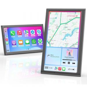 Krunia Écran Voiture Portable sans Fil 7" 60FPS Car Play pour Apple CarPlay et Android Auto, Modes Portrait et Paysage, Mirror Link, Bluetooth, Commande Vocale, GPS, Caméra de Recul en Option (Krunia Pro, neuf)