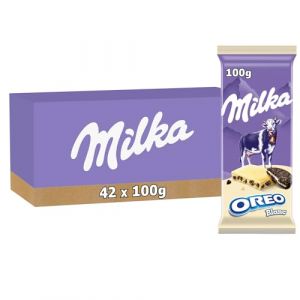 MILKA - 42 Tablettes de Chocolat au Lait Milka Oreo Blanc 100g - Chocolat Blanc Milka et Biscuits Oreo - Lot de Tablettes de Chocolat Milka Oreo Blanc - Lot de 42x100g (Plaisir & Snacking, neuf)