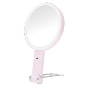 Gugxiom Miroir de Maquillage 20x / 1x avec Lumières et Grossissement, Miroir de Grossissement Double Face Mural, Miroir de vanité de Voyage Rechargeable avec 3 Couleurs et Dimmable (PINK) (Hakeeta, neuf)