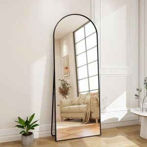 KeepGoon Miroir rond en arc en ciel - Grand - Avec coins arrondis - Miroir mural &agrave; suspendre, &agrave; poser ou &agrave; appuyer - Pour la chambre &agrave; coucher - Miroir mural (Noir - Rond, 173&times;63 cm) (libingshuai, neuf)